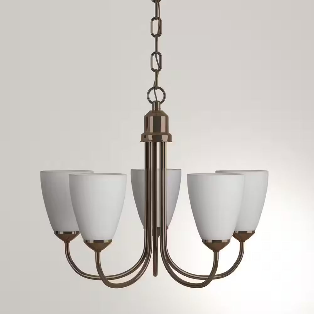 Gather Collection 5-Light Antique Bronze Etched Glass Traditional Chandelier Light