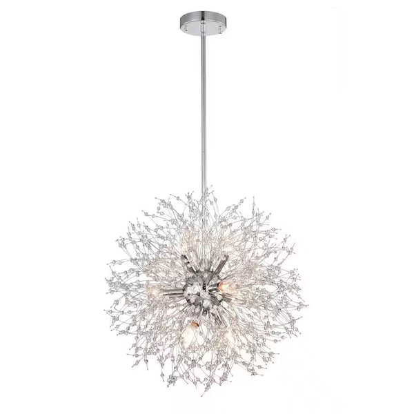 Garofano 9-Light Sputnik Modern Chrome Finish Globe Chandelier for Dining/Living Room, Bedroom, Foyer, Office