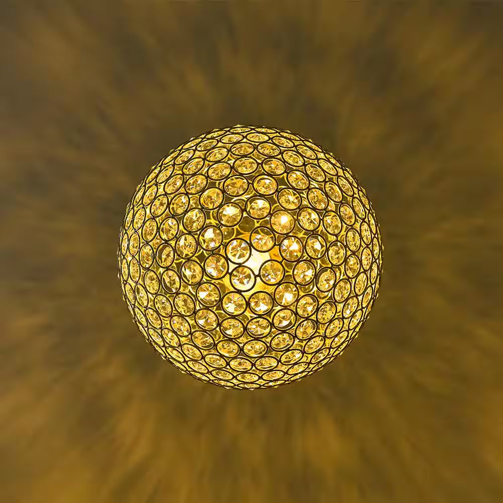 Ramas 1-Light Antique Gold Globe Chandelier with Crystal Accents for Kitchen Island