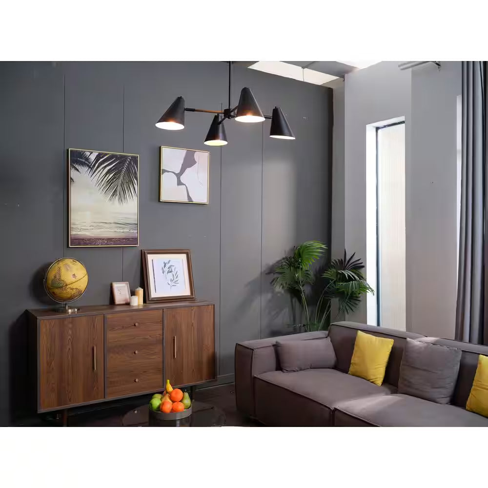Woodstock 4-Light Matte Black Transitional Chandelier