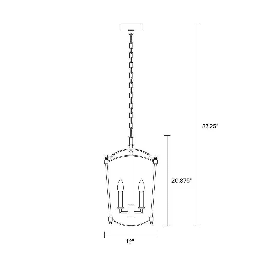 Estoril 3-Light Antique Guild Traditional Transitional Small Hanging Candlestick Chandelier