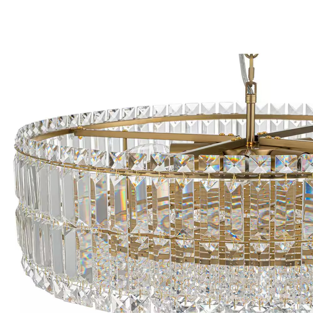 Orillia Modern 8-Light Gold round Glass Crystal Chandelier for Kitchen Island Dinning Table Living Room