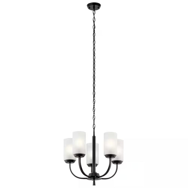 Kennewick 18.5 In. 5-Light Black Traditional Shaded Circle Chandelier for Dining Room