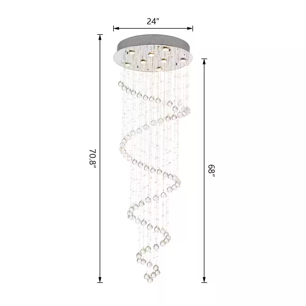 Albany 8 -Light Chrome Statement Tiered Chandelier with Crystal Accents