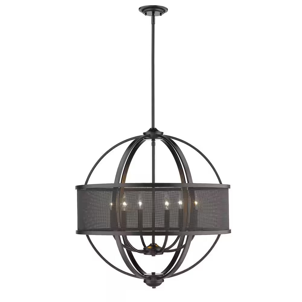 Colson 6-Light Matte Black Globe Chandelier