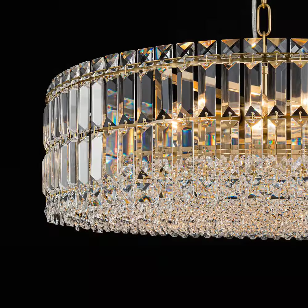 Orillia Modern 8-Light Gold round Glass Crystal Chandelier for Kitchen Island Dinning Table Living Room