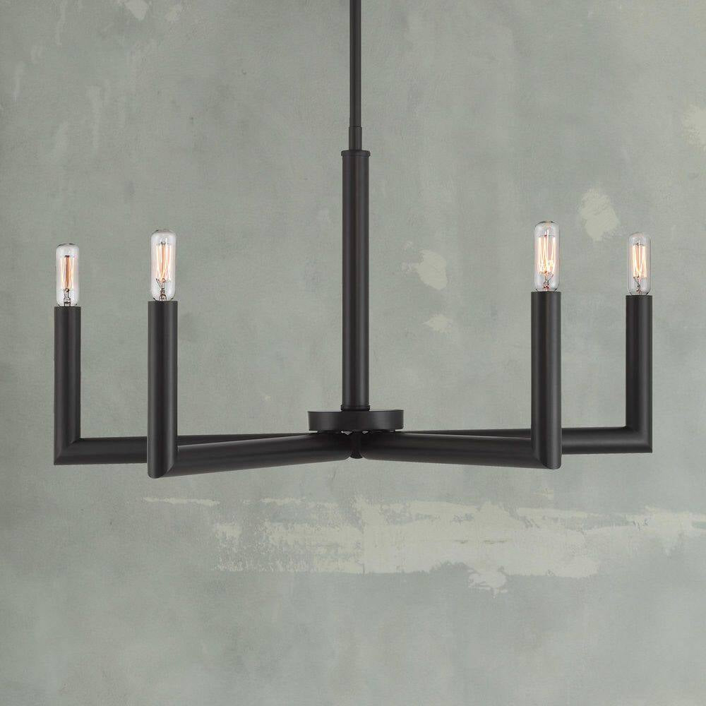 5-Light Matte Black Dimmable Contemporary Chandelier for Dining Room Kitchen Foyer