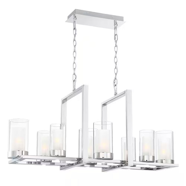 Samantha 60-Watt 8-Light LED Chrome Chandelier with Clear and Frosted Shades