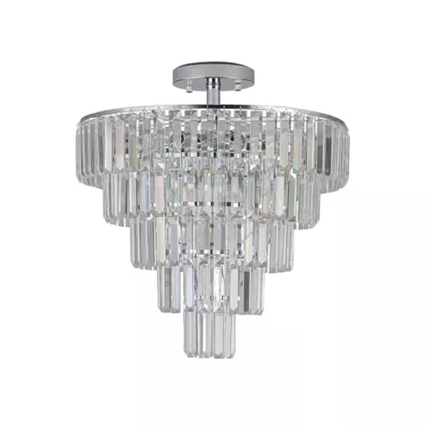 10-Light Chrome Crystal 5-Tier Chandelier for Living Room, Dining Room, Bedroom, Hallway with No Bulbs Included