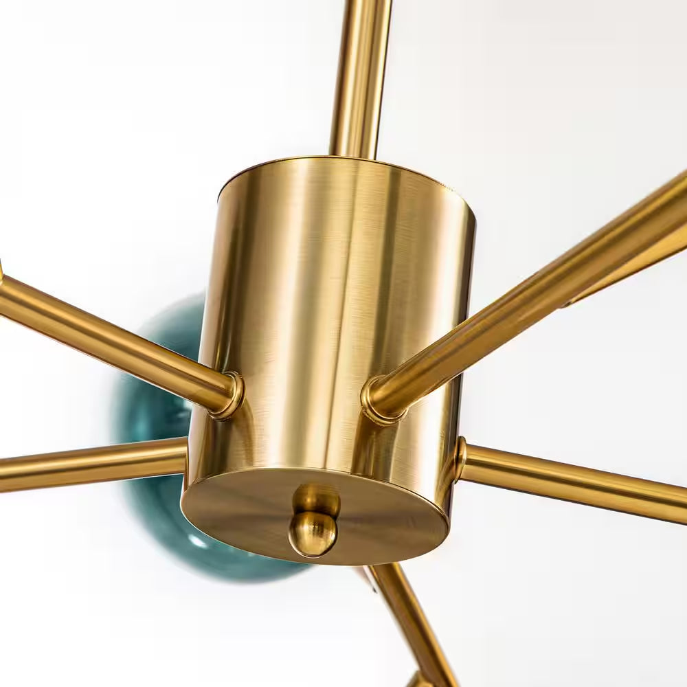 Julian 15-Light Brushed Gold Modern Glass Globe Bubble Chandelier