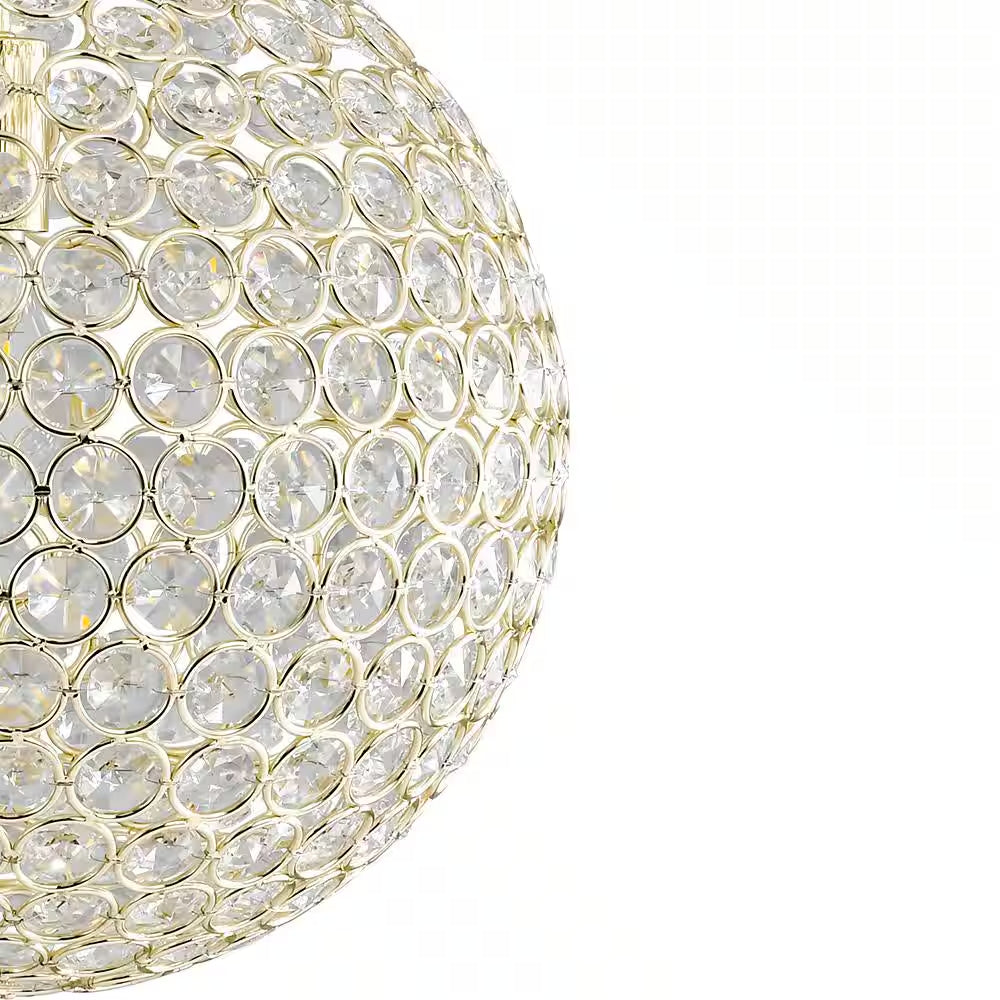 Ramas 1-Light Antique Gold Globe Chandelier with Crystal Accents for Kitchen Island