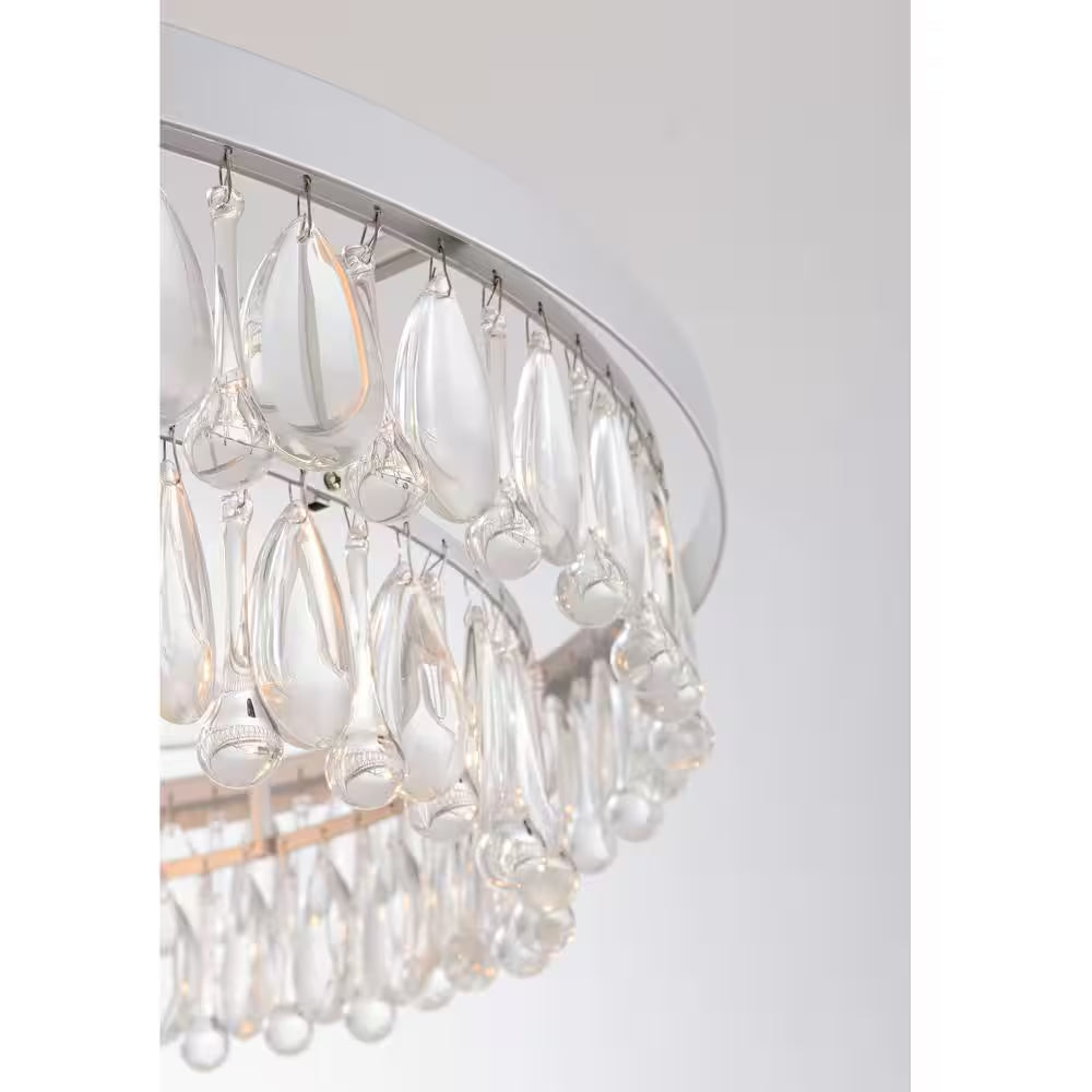 Adela 24 In. Dia Matte Silver Finish Crystal 6-Light Chandelier