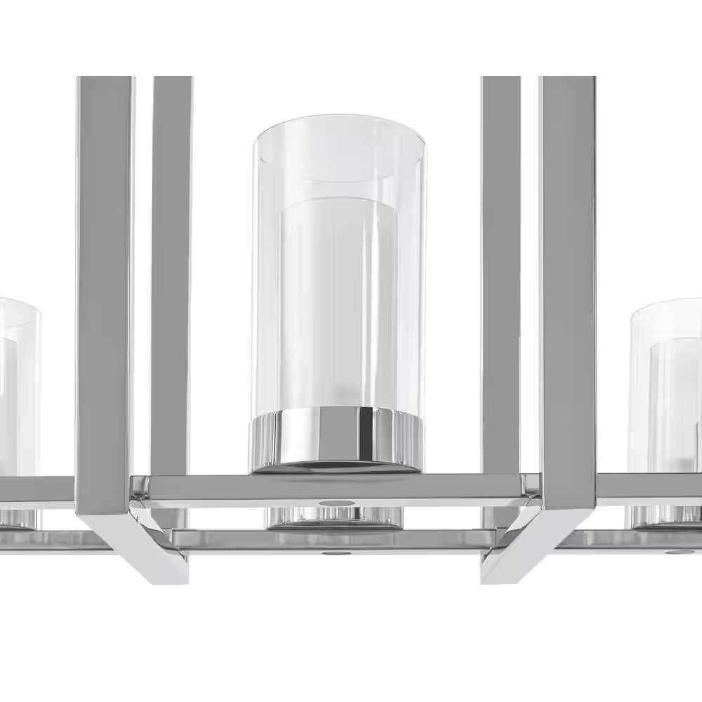 Samantha 60-Watt 8-Light LED Chrome Chandelier with Clear and Frosted Shades