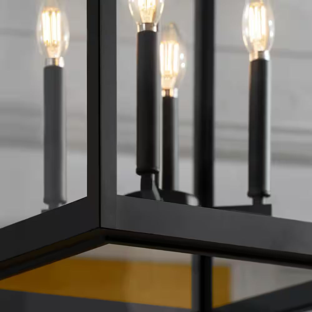 Havenridge 4-Light Matte Black Outdoor Chandelier with Clear Glass (1-Pack)