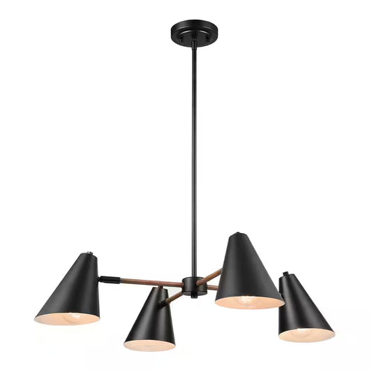 Woodstock 4-Light Matte Black Transitional Chandelier
