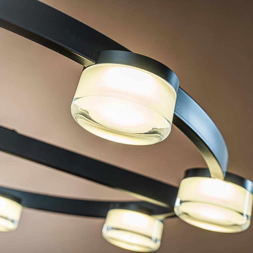8-Light 32 In. W Modern Contemporary Wagon Wheel Circle Integrated LED Chandelier in Matte Black Buld Included