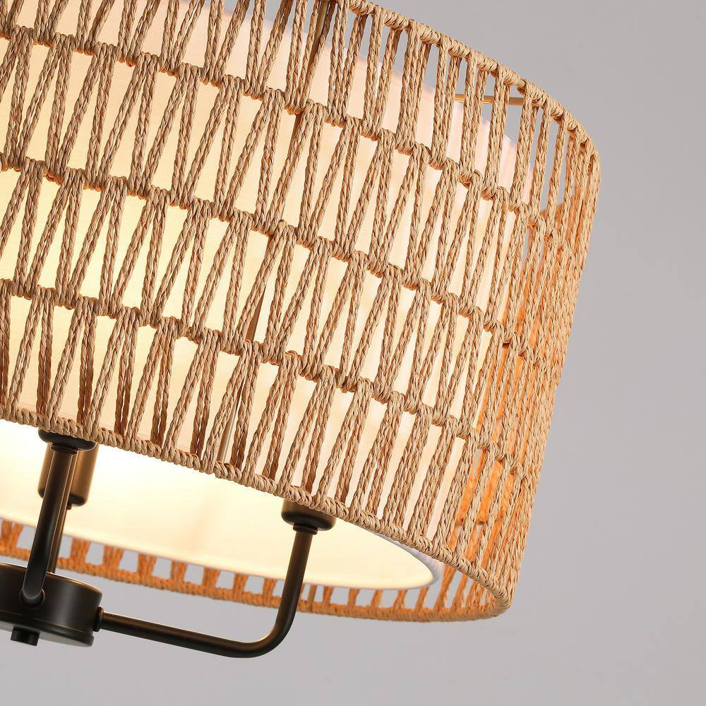 19.7 In. 4-Light Rattan Yellow Bohemin Chandelier for Foyer Dining Room