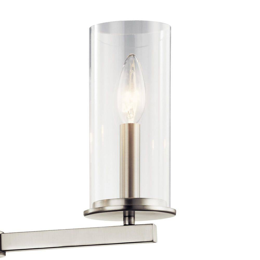 Crosby 26.25 In. 5-Light Brushed Nickel Contemporary Candlestick Cylinder Chandelier for Dining Room