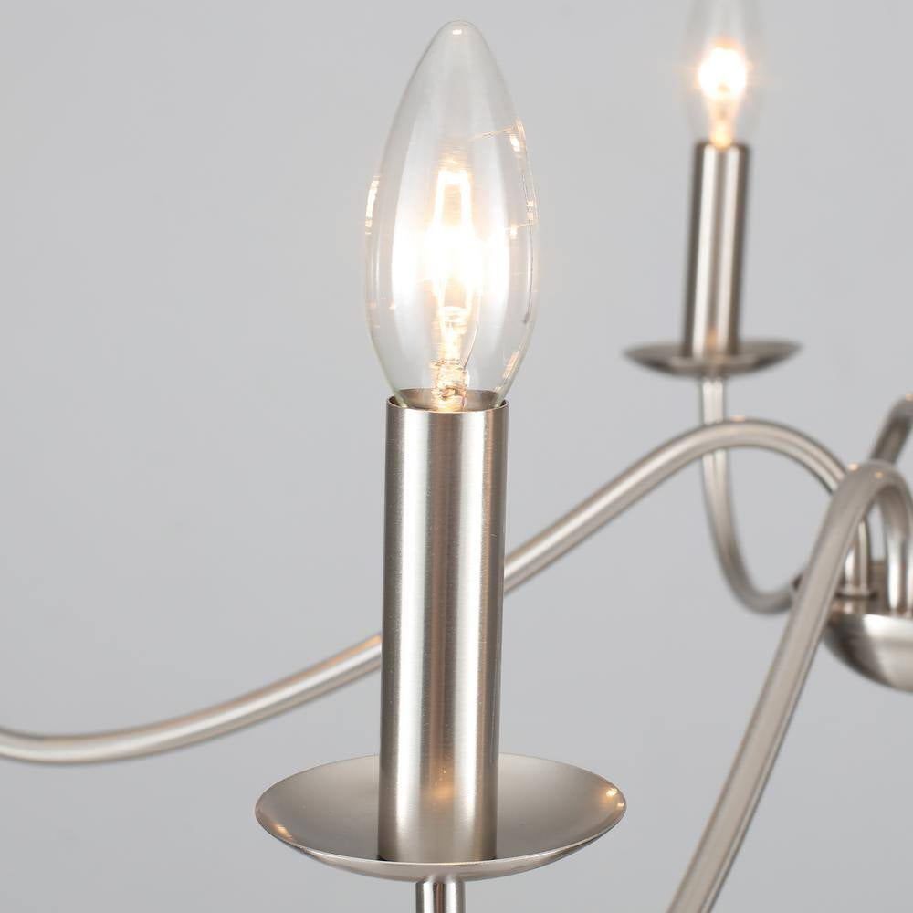 5-Light Nickel Farmhouse Chandeliers for Living Room Foyer Hallway Dining Room