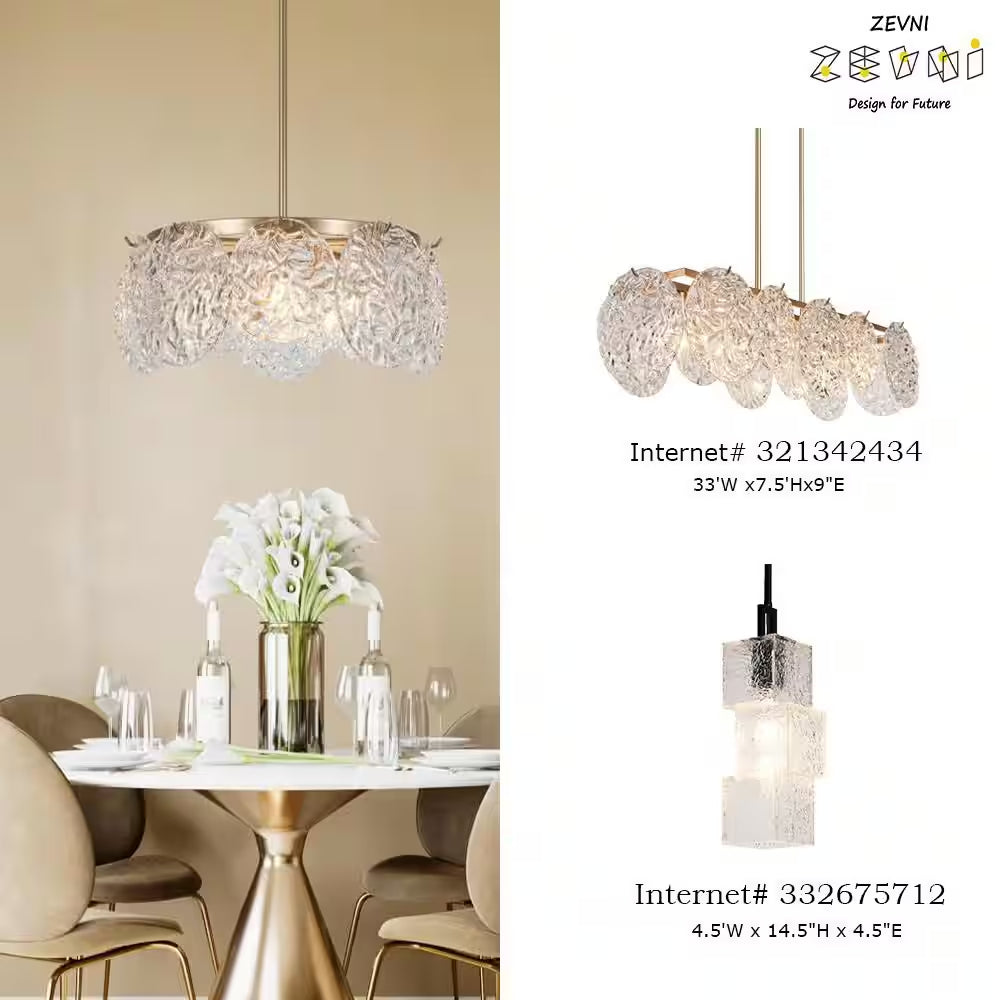 Wavelet 5-Light Dark Gold round Chandelier Lighting, Mid-Century Modern Pendant Light with Water Ripple Glass Shade