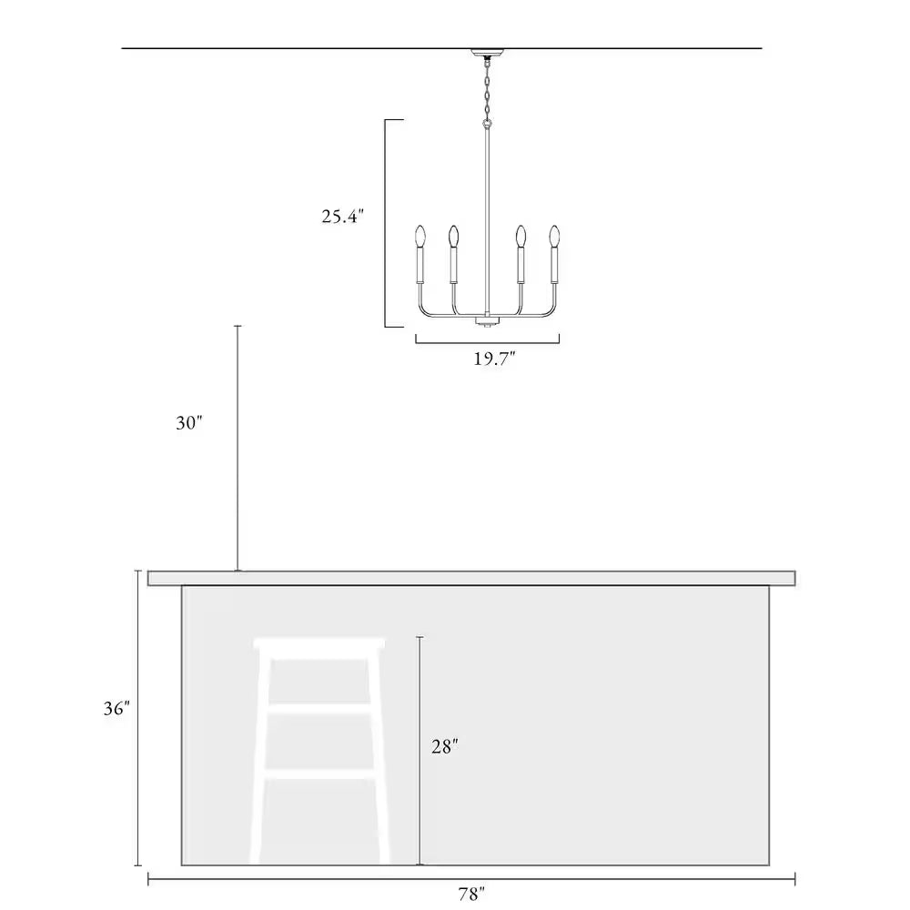 Industrial 6-Light Black Chandelier Classic Candlestick Island Light for Living Room, Kitchen Island, and Studio