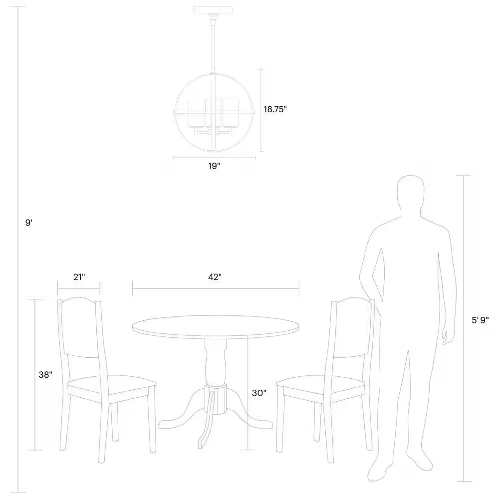 Alturas 3-Light Brushed Nickel Modern Dining Room Hanging Globe Chandelier with Clear Seeded Glass Shades