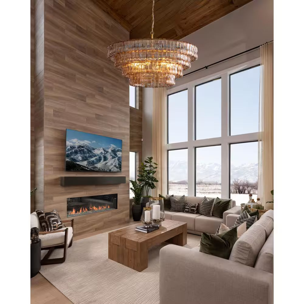 Modern Chandelier 36 In. 6-Lights Gold Crystal Drum Chandelier for Dining Room, Living Room, Kitchen Island, Foyer
