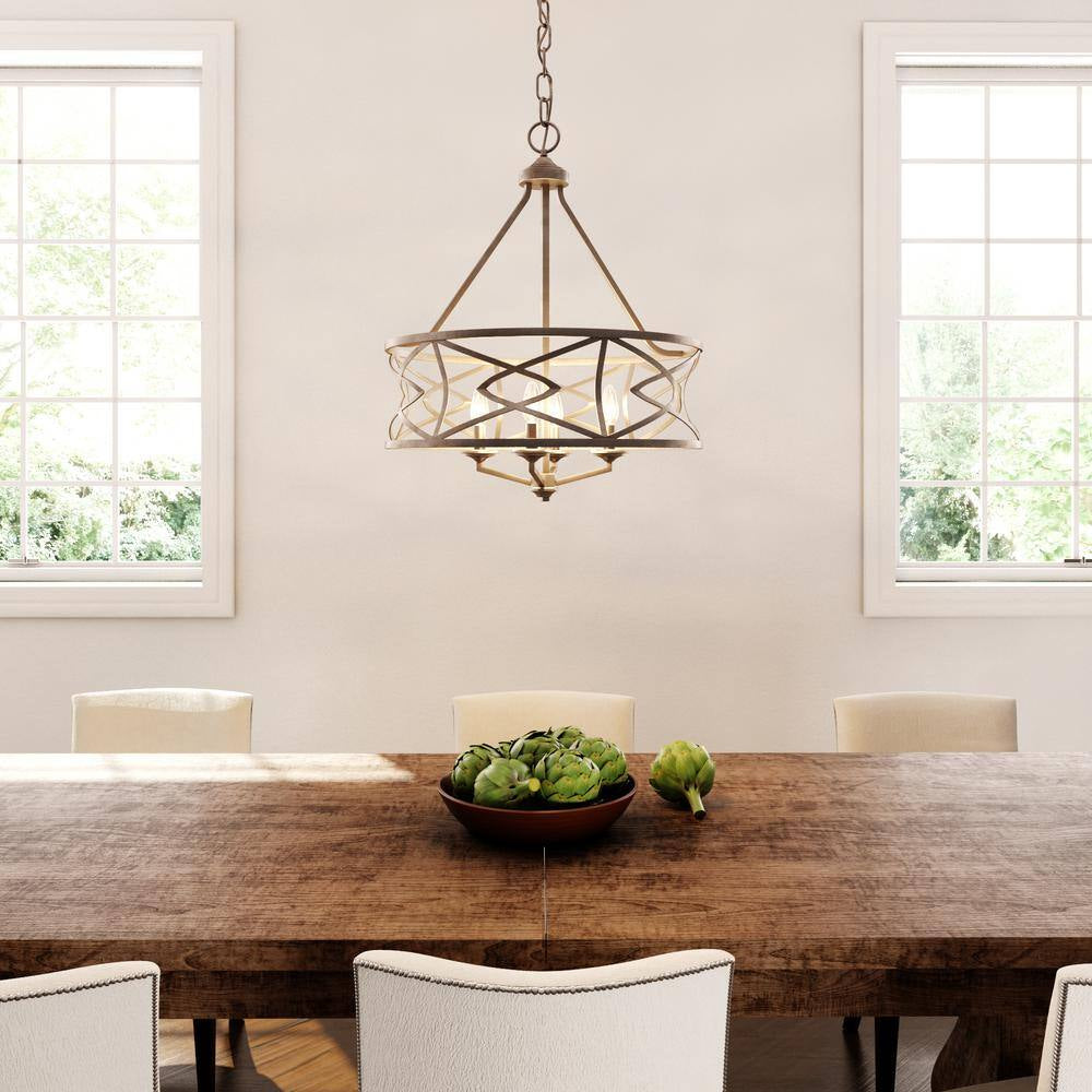 4-Light Vintage Antique Silver Chandelier