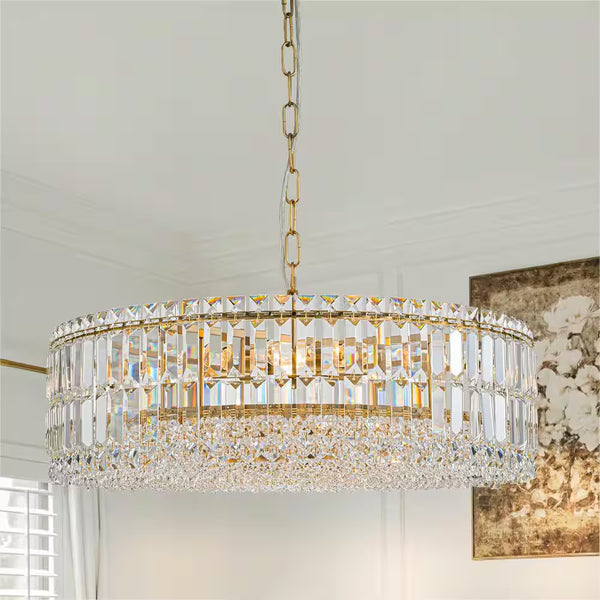 Orillia Modern 8-Light Gold round Glass Crystal Chandelier for Kitchen Island Dinning Table Living Room