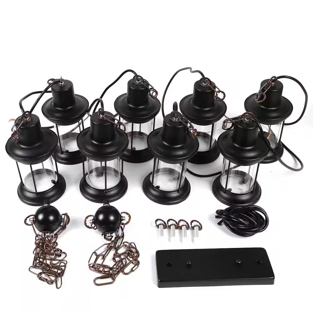 39 In. 8-Light Vintage Industrial Brown Wooden Farmhouse Chandelier