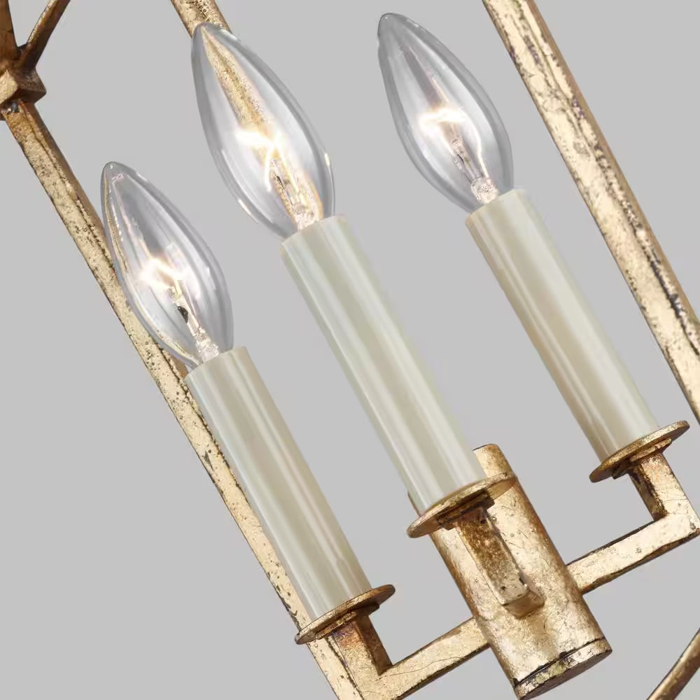 Estoril 3-Light Antique Guild Traditional Transitional Small Hanging Candlestick Chandelier
