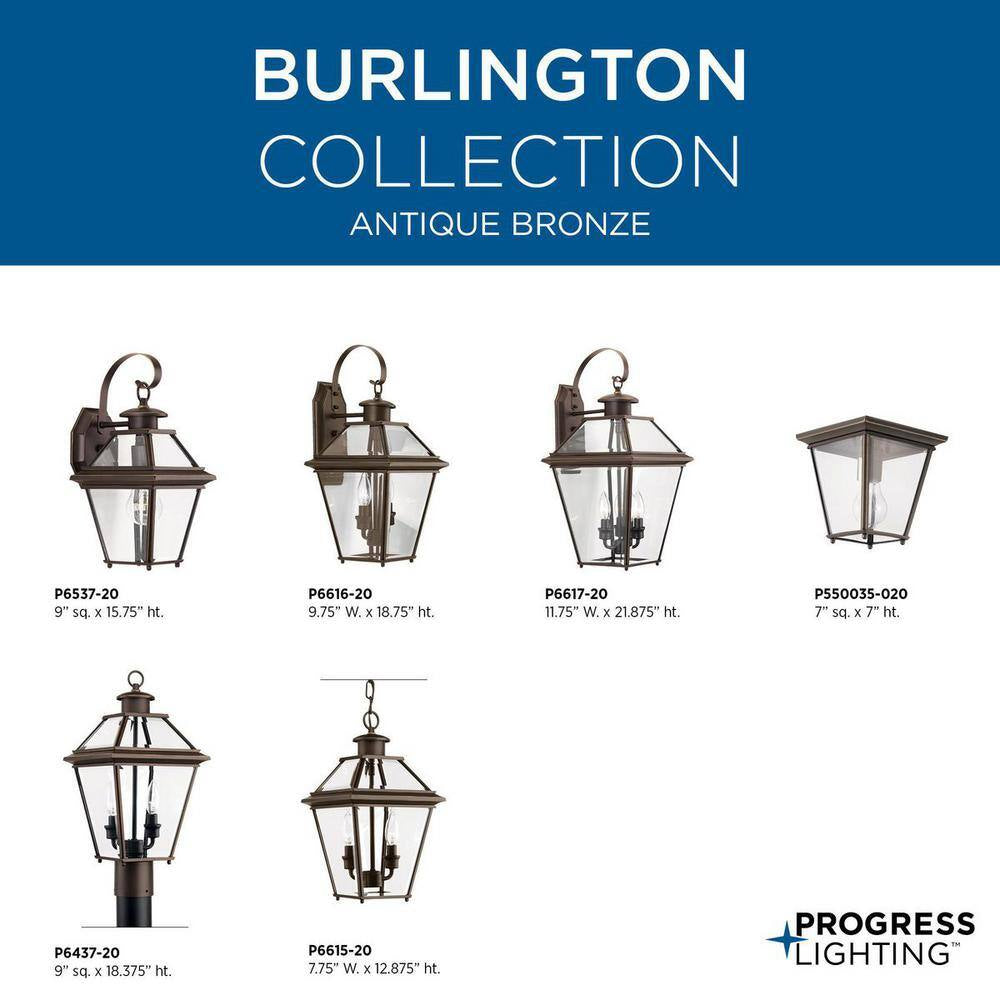 Burlington Collection 2-Light Antique Bronze Clear Beveled Glass New Traditional Outdoor Hanging Lantern Light