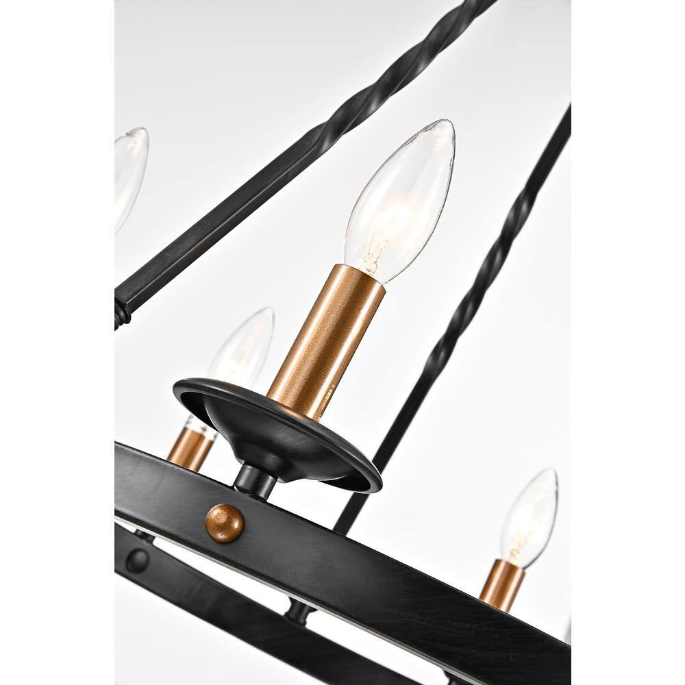 Hartwell 6-Light Antique Black Modern Farmhouse round Candlestick Chandelier with Brass Candle Sleeves
