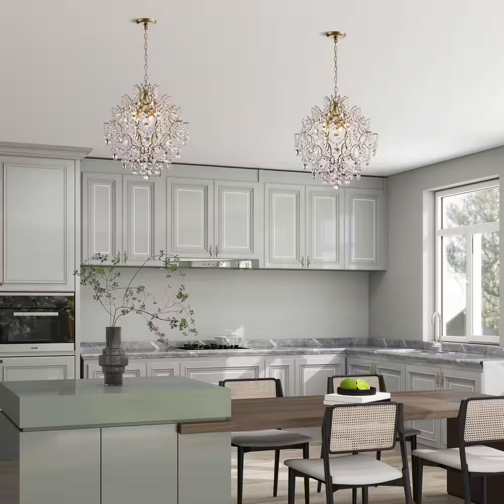 Daisy 20 In. in Diameter Brushed Silver-Ish Champagne 5-Light Larger Crystal Chandelier