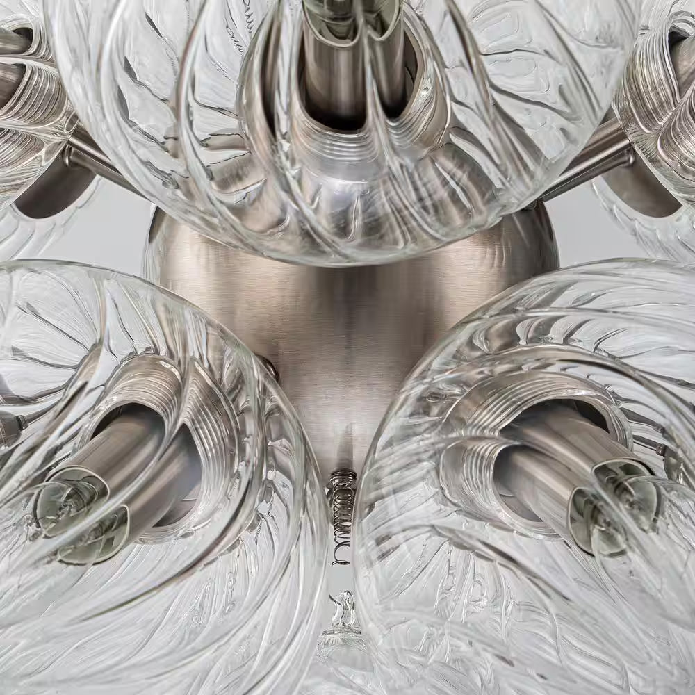 Josie 12-Light Nickel Modern Bubble Cluster Chandelier with Swirled Globe Glass