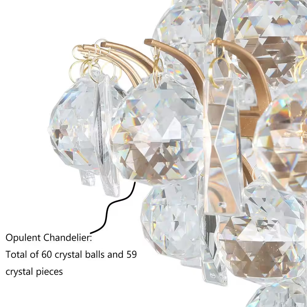 Drops Crystal Chandelier, 3-Light Modern Farmhouse Gold Kitchen Chandelier Pendant Light for Dining Living Room