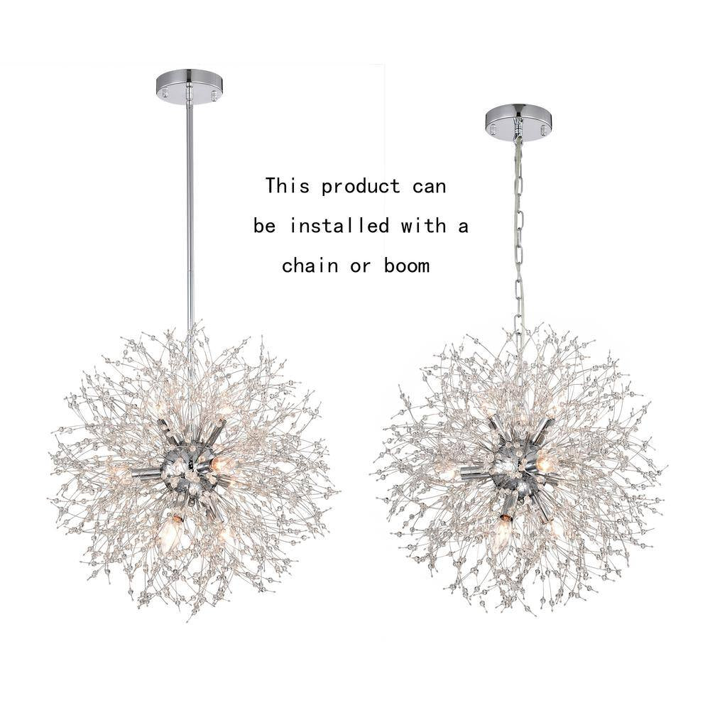 Garofano 9-Light Sputnik Modern Chrome Finish Globe Chandelier for Dining/Living Room, Bedroom, Foyer, Office