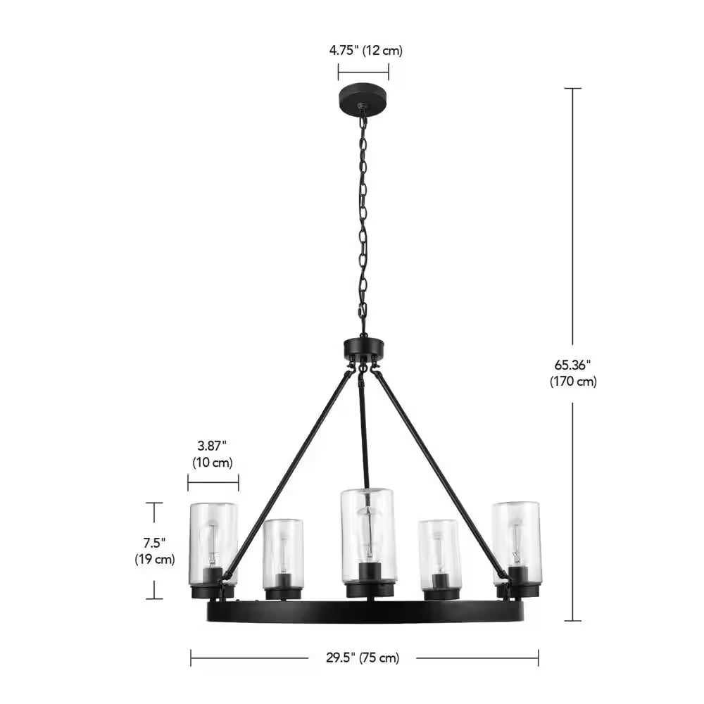 Arbeth 5-Light Bronze Outdoor Chandelier