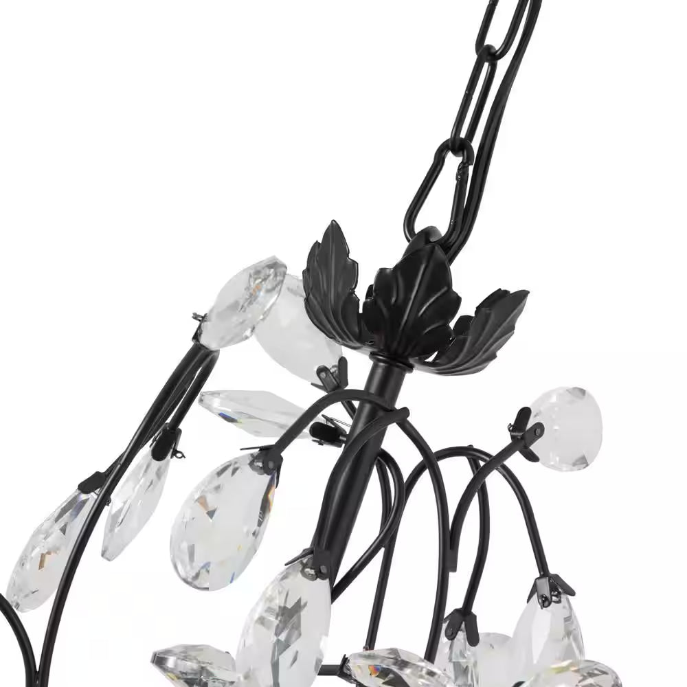 8-Light Unique Black Traditional Chandelier with Modern Crystal Accents