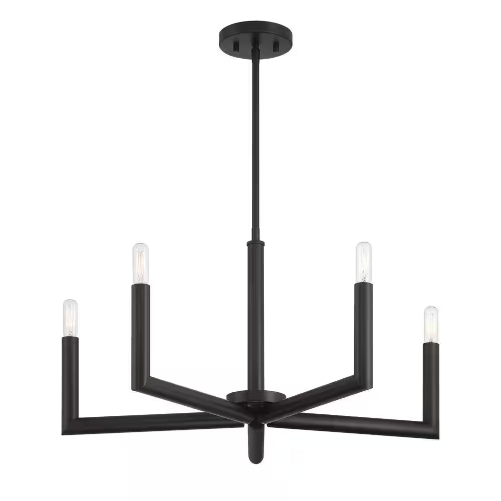 5-Light Matte Black Dimmable Contemporary Chandelier for Dining Room Kitchen Foyer
