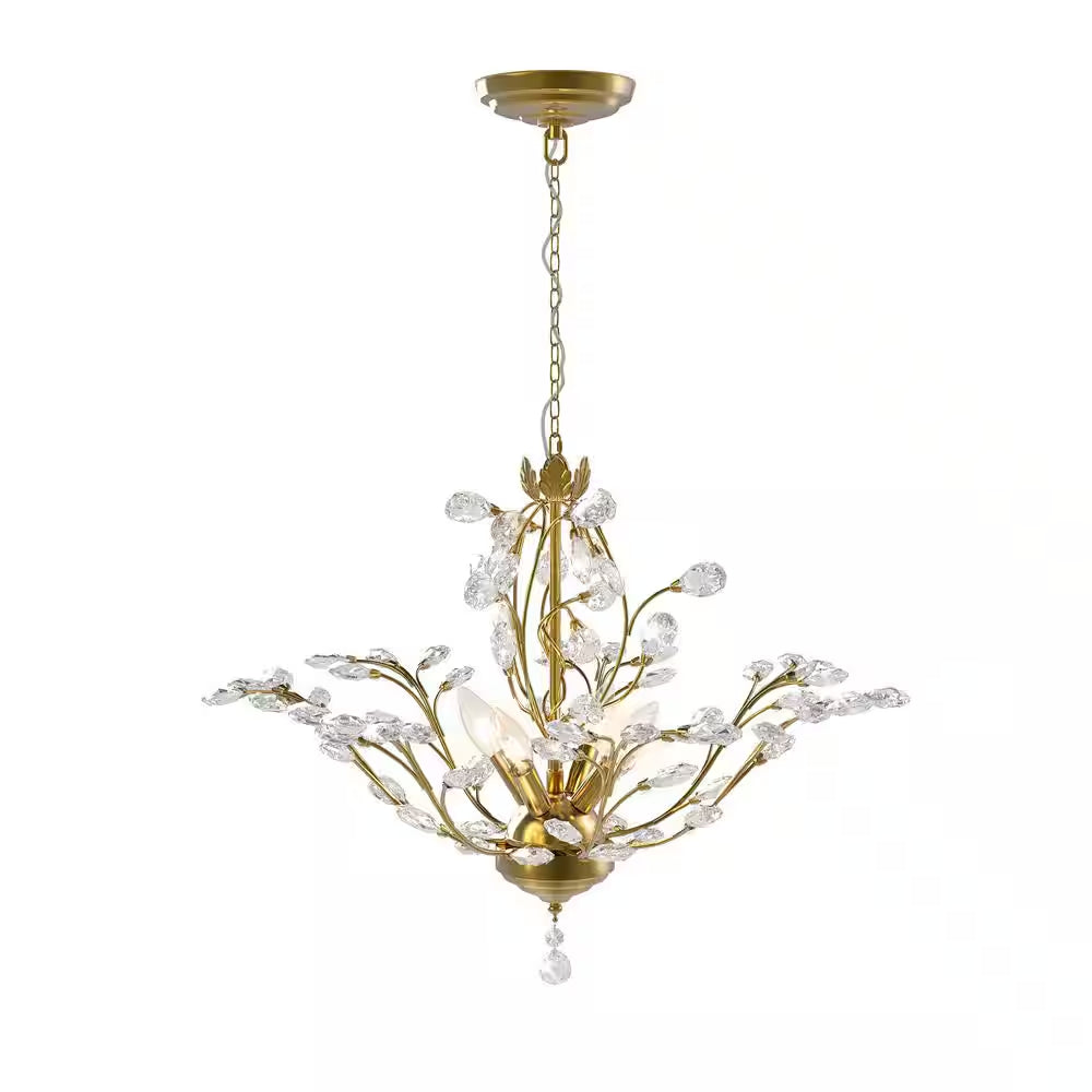 Chicago 4-Light Brass Unique Classic/Traditional Chandelier with Crystal Accents