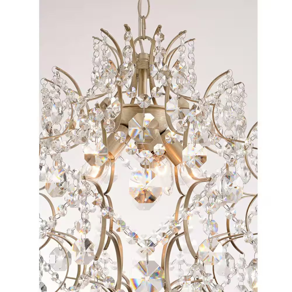 Daisy 20 In. in Diameter Brushed Silver-Ish Champagne 5-Light Larger Crystal Chandelier