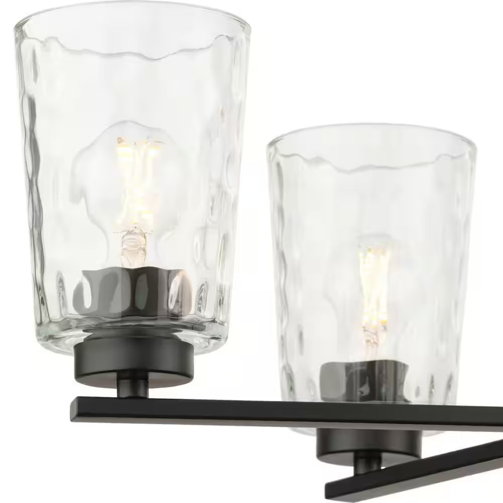 Mauzy Collection 5-Light Matte Black Transitional Chandelier with Clear Water Glass Shade for Dining Room