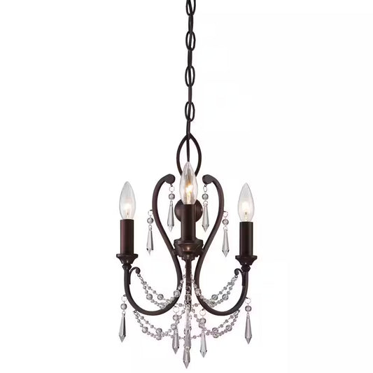 3-Light Vintage Bronze Mini Chandelier