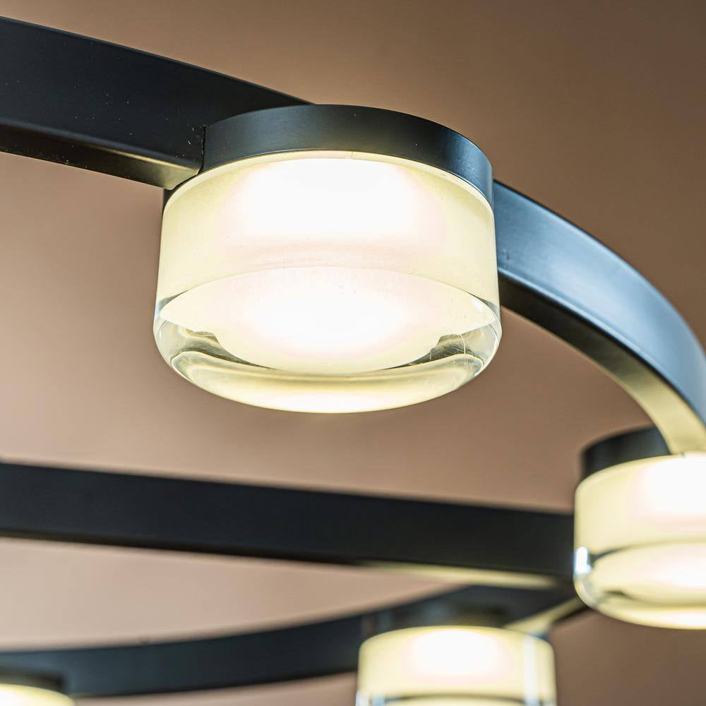 8-Light 32 In. W Modern Contemporary Wagon Wheel Circle Integrated LED Chandelier in Matte Black Buld Included