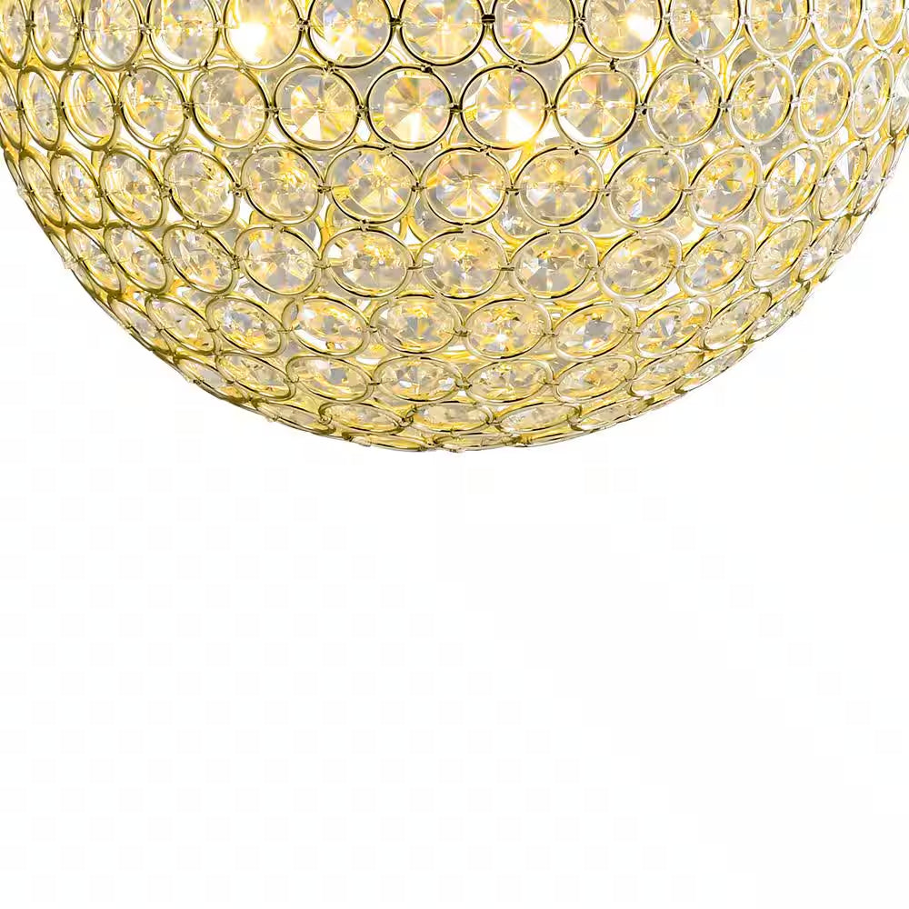 Ramas 1-Light Antique Gold Globe Chandelier with Crystal Accents for Kitchen Island