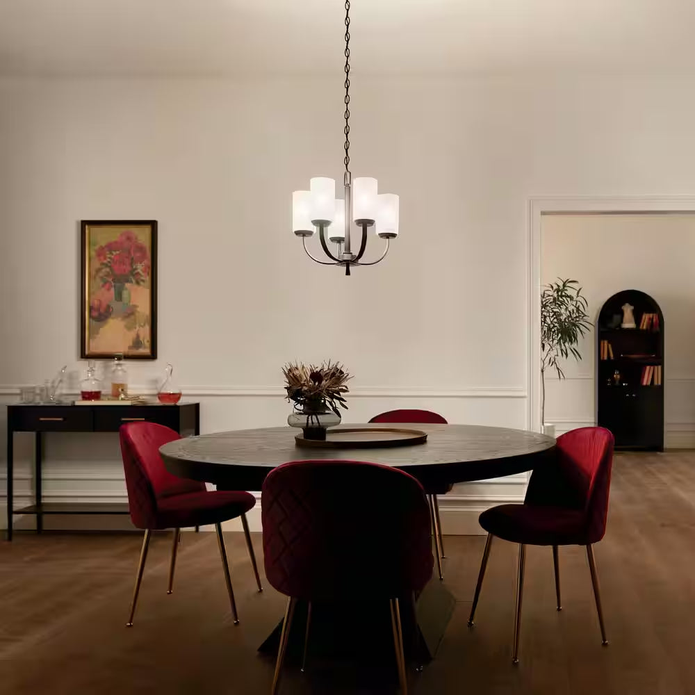 Kennewick 18.5 In. 5-Light Black Traditional Shaded Circle Chandelier for Dining Room