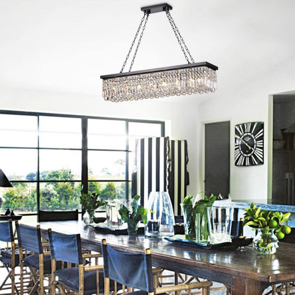 8-Light Black and Brown Chandelier Contemporary