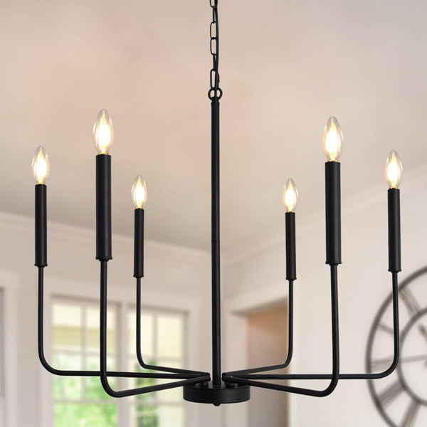 Black Farmhosue Chandeliers for Dining Room Light Fixture Ceiling Hanging, 26