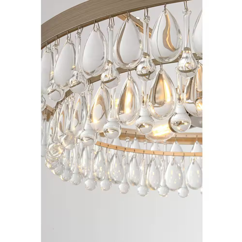 Adela 24 in Dia Brushed Champagne Silver Finish Crystal 6Light Chandelier